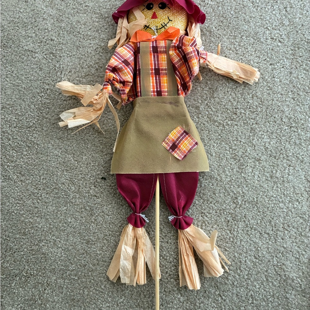 Plaid and Burgundy Holiday Scarecrows.